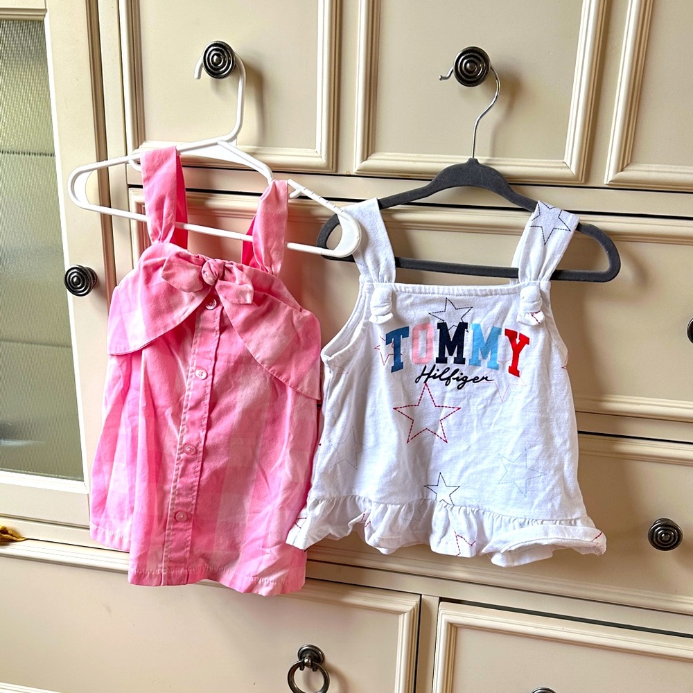 Pink Bow Top and Tommy Hilfiger White Tank Bundle!